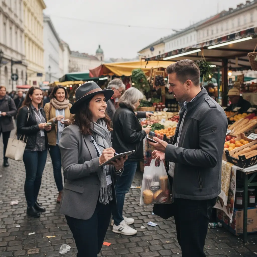 Eine Gruppe von Studierenden arbeitet gemeinsam an einem Geschäftsplan in einem modernen Klassenzimmer.
